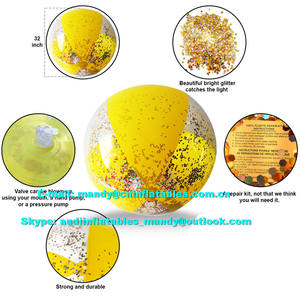 Boule de plage gonflable à paillettes, 1 pièce, Transparent, jaune, Jumbo Transparent - Product Image 2