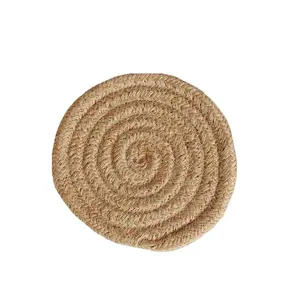 Tappetino per tazza da sottobicchiere fatto a mano in materiale naturale resistente e lavabile in cotone intrecciato tovaglietta in iuta di canapa