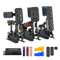 SIMSONN Pedal Gaming Balap Berkualitas Tinggi dari Baja Tahan Karat Warna Hitam Model Plusx Setir Game Berkabel Simulator Penerbangan untuk