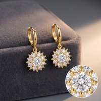 Boucles d'oreilles pendantes JIAO BLING en moissanite 1 carat, argent S925, motif tournesol, pour femme, certifiées GRA, incrustées de diamants, vente en gros