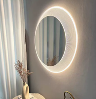 Miroir de maquillage LED intelligent mural, miroir de salon moderne avec interrupteur tactile, anti-buée, lentilles en aluminium, lumière tricolore