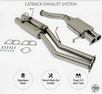 Système d'échappement sport double en acier inoxydable de 3,5 pouces pour Nissan 240SX S13 KA24DE (1989-1994) – Kit silencieux haute performance – Vente en gros
