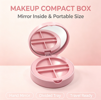 Palette de poudre compacte de luxe 4 couleurs en ABS avec miroir et petit pinceau, finition dorée brillante, pour fard à joues et fard à paupières, vente en gros