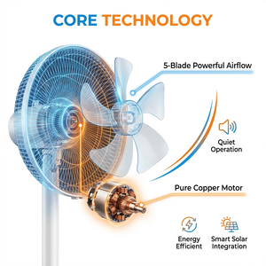 Ventilador de Pie Recargable Eléctrico de Alta Calidad de 16 Pulgadas <span class=keywords><strong>con</strong></span> Panel Solar y Batería - Product Image 4