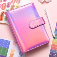 Porte-documents en cuir PU avec paillettes, classeur à 6 anneaux, couverture de carnet, organiseur d'argent pour portefeuille budgétaire