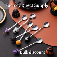 Ensemble cuillère-fourchette en acier inoxydable Dingyon OEM/ODM, vaisselle créative d'Halloween incluant une cuillère à mélanger, une fourchette à fruits et une cuillère à café