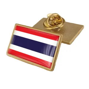 Insigne de drapeau de Thaïlande drapeau de pays épinglette drapeaux du monde épingles à chapeau Logo personnalisé fabrication d'épingles en émail