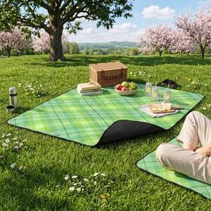 Outdoor With Zipper Tote Bag, Waterproof Foldable <b>Picnic</b> Mat Beach <b>Blanket</b> Adjustable Strap - Product Image 4