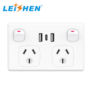 Leishen nhà máy 2 Gang công tắc đèn PC chống cháy Bảng điều chỉnh nút chuyển đổi nhà USB tường chuyển đổi ổ cắm cho Úc New Zeal - Product Image 1
