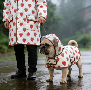 도매 애완동물 레인웨어 고품질 야외용 네발개 강아지 우비 후드 탈부착 가능 방수 강아지 재킷 견인 버클 포함 - Product Image 1