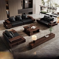 Maxky Modèle 2511 Canapé multifonction en bois massif de noyer noir d'Amérique du Nord pour petit appartement Design zen de luxe Coton écologique
