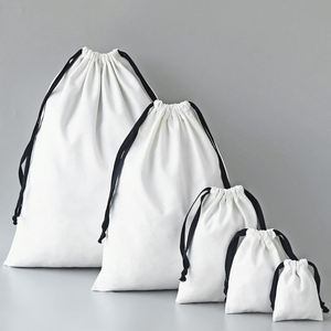 Bolsas de Embalaje de Joyería Personalizadas de Algodón Blanco Ecológico de 8*10cm para Anillos, Colgantes, Pulseras, Pendientes, Reciclables, con Cinta Negra Gratis - Product Image 5