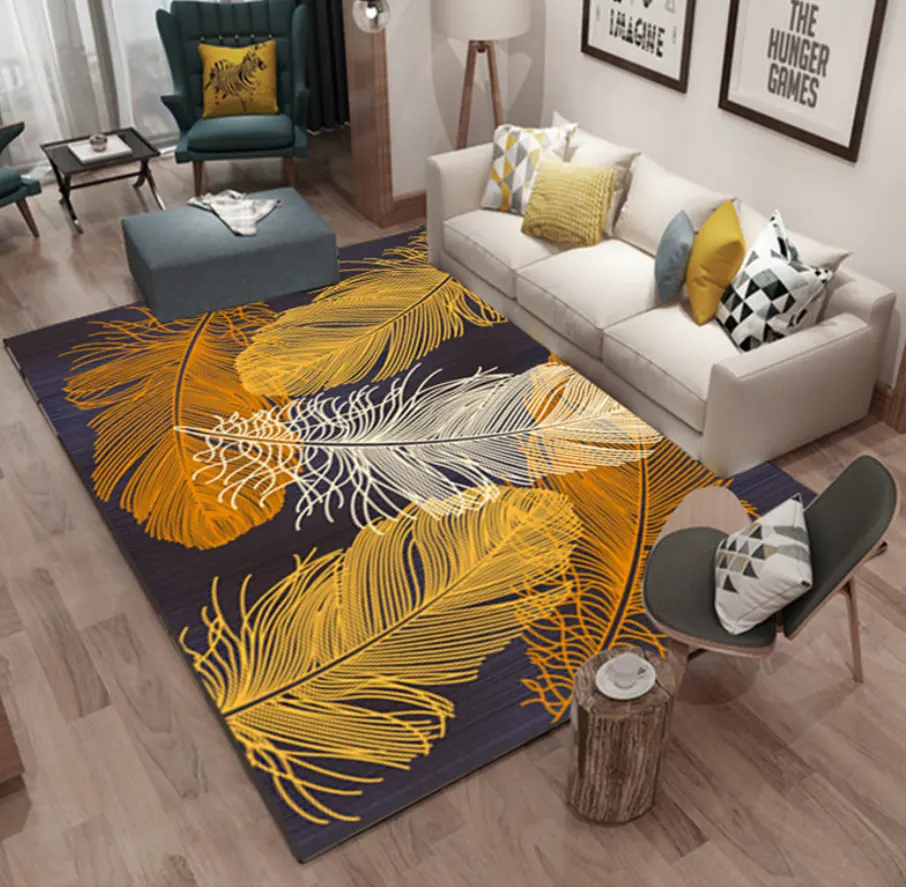 Modernes design wohnzimmer teppich schlafzimmer teppich feder druck heißer verkauf