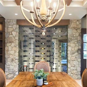 Étagère à vin moderne réglable en <span class=keywords><strong>verre</strong></span> avec câble flottant Meubles de maison pour le salon Affichage de la cave Stockage du vin rouge - Product Image 4