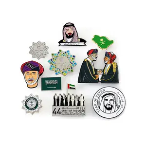 Pin magnético de metal, insignia personalizada, esmalte suave, Día Nacional, Arabia Saudita, venta al por mayor