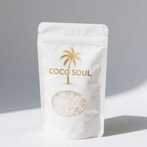 Bolsa de sal de calidad premium con impresión personalizada, acabado mate, tipo stand-up pouch con ventana para sal marina - Product Image 3