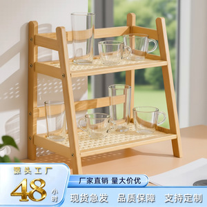 Bamboo <b>Desktop</b> <b>Shelf</b> 2 Tier 10.6in X 7.1in Kitchen Storage Rack For Spices Cups Books Food Multi Function - Product Image 5