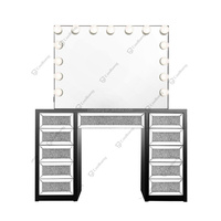 Coiffeuse moderne en diamant écrasé noir, 1 pièce, meuble de maquillage, coiffeuse