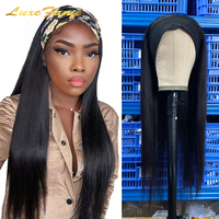 Perruque à bandeau lisse, perruque 180% naturelle de cheveux humains indiens, cheveux vierges crus, à reflets en vrac, bandeau ajustable