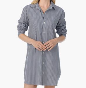 <span class=keywords><strong>Camicia</strong></span> <span class=keywords><strong>da</strong></span> <span class=keywords><strong>Notte</strong></span> Oversize in Cotone per Donna, Maniche Lunghe, Elegante Abbigliamento Estivo per Casa con Bottoni, Pigiama a Righe - Product Image 1