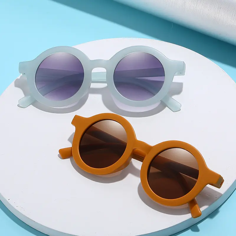 Moda verano playa protección solar desgaste bebé fotografía Props anteojos encantadores redondos esmerilado niños bebé gafas de sol