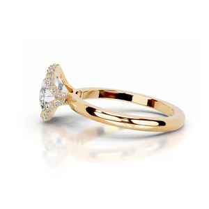 Exquisite Halbe Lünette Einstellung Pure Solid Gold 2CT VVS Moissan ite Diamant Halo Ring Fancy Cut <span class=keywords><strong>Multi</strong></span> Form Verlobung sring
