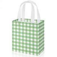 Sixteen Pieces Sacs Cadeaux Réutilisables Non Tissés Écologiques à Carreaux Verts et Blancs avec Poignées pour Mariage, Baby Shower, Fête des Mères