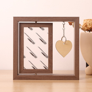 <b>Double</b>-Sided Rotating Wooden <b>Photo</b> <b>Frame</b> 6x7 Inch Solid Wood Tabletop Rectangular Horizontal For Living Room Bedroom Study - Product Image 1
