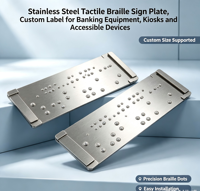 Plaque signalétique en braille en acier inoxydable, étiquette tactile personnalisée pour équipement bancaire