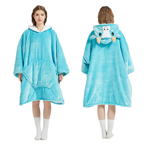 Couverture à capuche géante en polaire douce pour enfants et adultes, personnalisée avec des motifs d'animaux <span class=keywords><strong>panda</strong></span> girafe, écologique, 100% polaire, à porter - Product Image 3