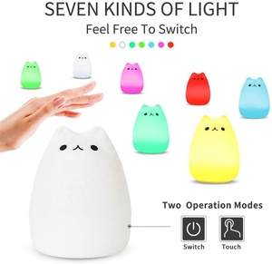 LED Colorful Color Changing Creative <b>Mini</b> Cartoon Cute Cat Silicone Patting <b>Lamp</b> - Product Image 2