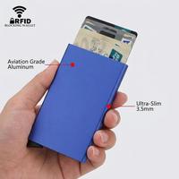 Portefeuille mince en aluminium vierge avec logo personnalisé pour hommes, porte-cartes de crédit RFID pour le bureau, vente en gros
