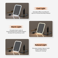 Miroir de beauté éclairé Portable écran tactile Dimmable miroir de courtoisie cosmétique pliant LED de table pour le rasage et les voyages