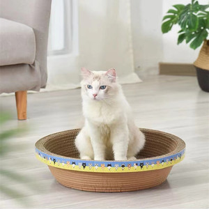 Cat Scratching Basin Corrugated <b>Paper</b> Cartoon <b>Pattern</b> Sticker Bowl For Cats Small Medium Large Extra Large Size - Product Image 1