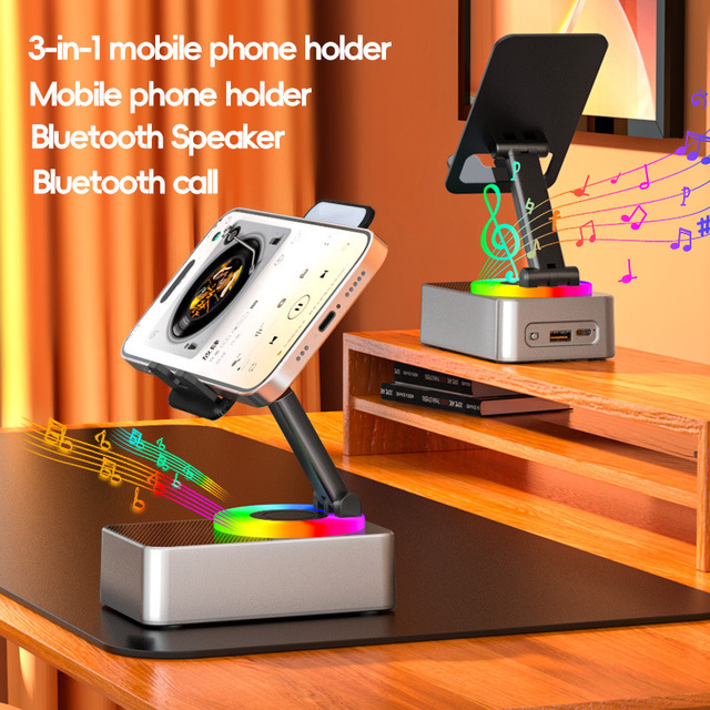 Mobile Phone Bracket & Speaker & Power bank 3 in 1 Rotatable Stretchable Foldable