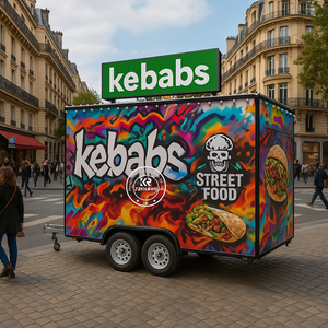 रियायती फास्ट फूड वेंडिंग कार्ट्स मोबाइल रसोई स्टेनलेस स्टील काउंटर केक आइसक्रीम फूड ट्रक ट्रेलर - Product Image 6