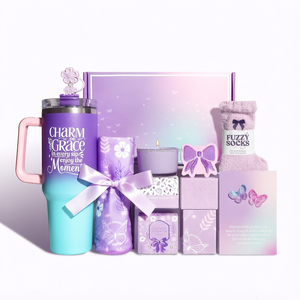 Panier-cadeau spa à la lavande, cadeaux d'anniversaire pour femmes, coffret cadeau pour maman, bougie parfumée, chaussettes douces, mug, kit cadeau - Product Image 1