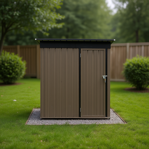 Caseta de Jardín Metálica para Exteriores de 1.5m x 1.2m, Color Marrón/Negro, con Estructura con Recubrimiento en Polvo - Product Image 2