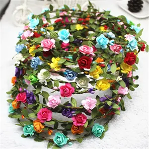 Wholesale Custom Simulation Decoration Rattan Artificial Paper Garland Wreath Headdress Carton Package Natural Touch Long Time