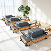 Máquina de Pilates Reformer de Madera de Lujo, Comercial, de Estudio, Telescópica, con 6 Resortes, Plegable, de Alta Calidad OEM, para Ejercicios de Core