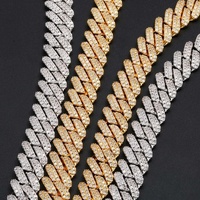 Collier chaîne cubaine en or plaqué 14K 18K avec diamants et moissanite, style hip-hop, pour unisexe, occasion de fête