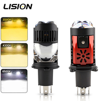 Kit de phares LED 3 couleurs A17s H4 9003 HB2 HS1 Mini projecteur triple lentille 10000LM Feux de route/croisement Électrovanne 6500K/3000K/4300K