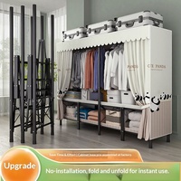 Armoire pliable en tissu de grande capacité en acier, armoire de rangement pour vêtements de chambre à coucher, armoire en métal détachable pratique, vente en gros