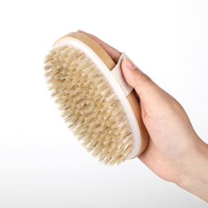 Brosse en sisal 100% naturelle et végétarienne, brosse exfoliante en poils de porc, manche en bambou et bois, pour douche et utilisation à sec, vente en gros fabricant - Product Image 4