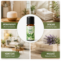 Huile essentielle de sauge pure et naturelle, antibactérienne et purifiante spirituelle ; Convient pour les diffuseurs et le bien-être à domicile.