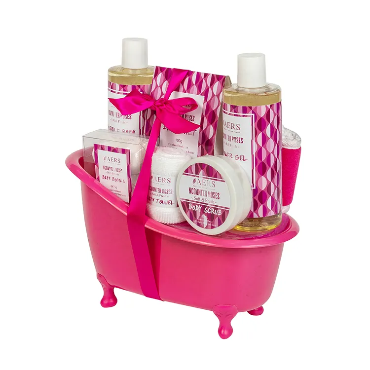 스파 5 스타 호텔 건강 Oem 자연 밤 스킨 케어 여성 선물 핑크 목욕 세트