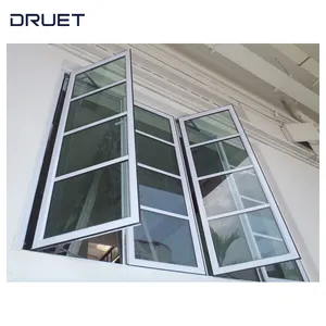 Американский стиль тройное остекление вертикальный НПВХ шторм алюминиевое створчатое окно