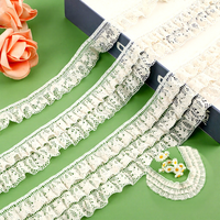 Nouvelle Arrivée : Bordure en Dentelle de Coton Brocart Français Multicouche à Volants pour Couture DIY, Textile de Maison et Accessoires Vestimentaires