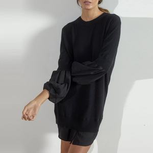 Vestido de Punto de Lana de Color Sólido, Vestido de Suéter de Manga Larga para Otoño con Cuello Redondo, Estilo Casual, Material de Algodón para Mantener el Calor - Product Image 2