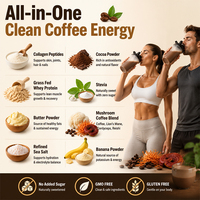 Premium Koffie Proteïne Shake Poeder Wei Collageen met Functionele Paddenstoelen voor Energie & Focus Supplement